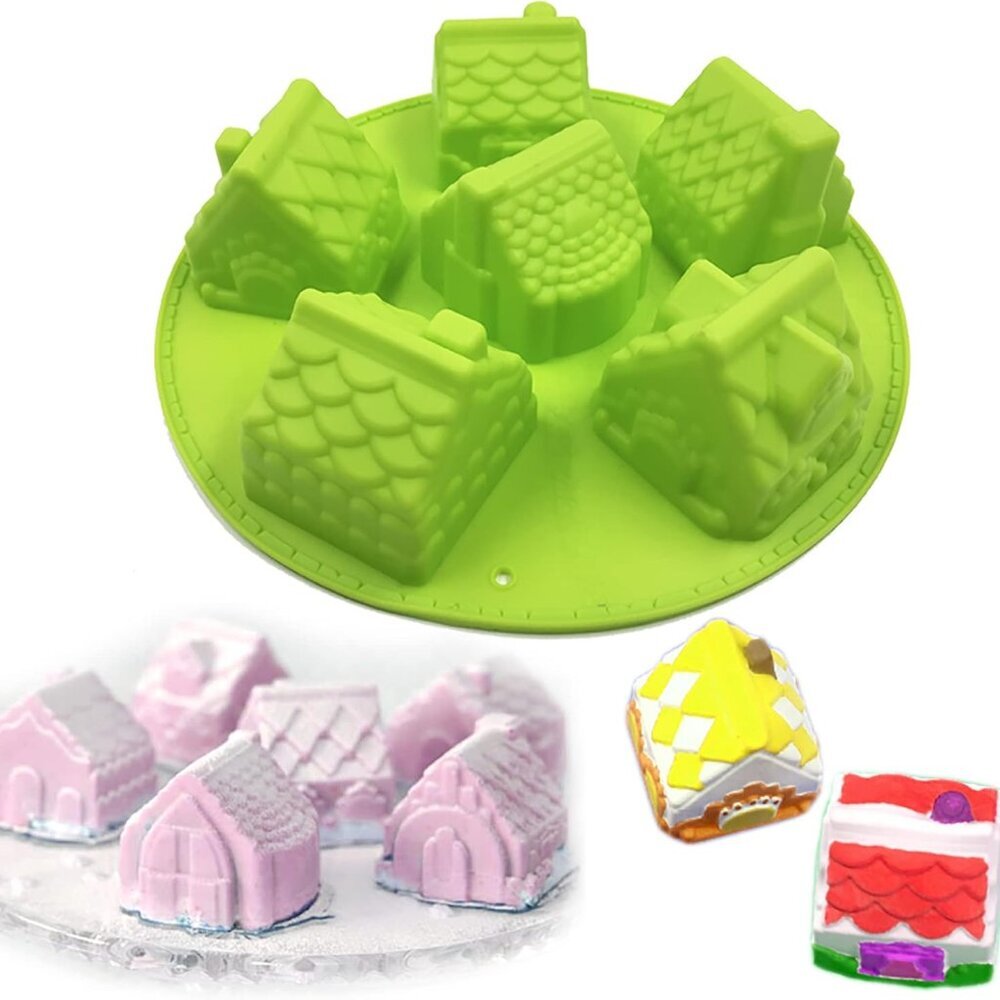3D Big Houses Cake Soap Christmas Gift Gingerbread Houses Silicone Mold 4oz per